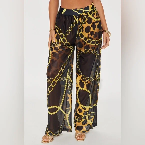 **NEW** FASHION NOVA Dare To Dream Coverup Pant - Brown Combo - Picture 2 of 3